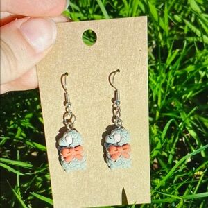 Charming Gray and Orange Bow Earrings